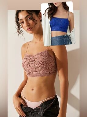 Free people 2 Crochet Lyra Bralette Top - Blue and Pink